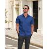 COOFANDY Mens Casual Button Down Shirts Lightweight Short Sleeve Shirts(Navy Blue)
