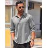 COOFANDY Men’s Casual Button Down Shirts Long Sleeve Untucked Shirts Regular Fit Linen Shirt(Light Grey)