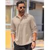 COOFANDY Men’s Casual Button Down Shirts Long Sleeve Untucked Shirts Regular Fit Linen Shirt(Light Khaki)