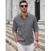 COOFANDY Mens Casual Button Down Shirts Long Sleeve Untucked Shirts for Men Stretch Dress Shirt(Dark Gray)