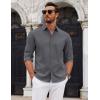 COOFANDY Mens Casual Button Down Shirts Long Sleeve Untucked Shirts for Men Stretch Dress Shirt(Dark Gray)
