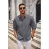 COOFANDY Mens Casual Button Down Shirts Long Sleeve Untucked Shirts for Men Stretch Dress Shirt(Dark Gray)