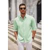 COOFANDY Mens Casual Button Down Shirts Long Sleeve Untucked Shirts for Men Stretch Dress Shirt(Light Green)