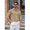 COOFANDY Mens Casual Button Down Shirts Long Sleeve Untucked Shirts for Men Stretch Dress Shirt(Light Khaki)