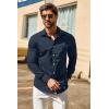 COOFANDY Mens Casual Button Down Shirts Long Sleeve Untucked Shirts for Men Stretch Dress Shirt(Navy Blue)
