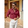 COOFANDY Mens Casual Button Down Shirts Long Sleeve Untucked Shirts for Men Stretch Dress Shirt(Wine Red)