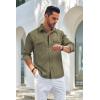 COOFANDY Mens Casual Button Down Shirts Long Sleeve Wrinkle-Free Shirt Lightweight Shirt Jacket(Army Green)