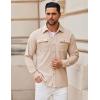 COOFANDY Mens Casual Button Down Shirts Long Sleeve Wrinkle-Free Shirt Lightweight Shirt Jacket(Beige)