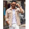 COOFANDY Mens Casual Button Down Shirts Long Sleeve Wrinkle-Free Shirt Lightweight Shirt Jacket(Beige)