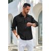 COOFANDY Mens Casual Button Down Shirts Long Sleeve Wrinkle-Free Shirt Lightweight Shirt Jacket(Black)