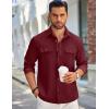 COOFANDY Mens Casual Button Down Shirts Long Sleeve Wrinkle-Free Shirt Lightweight Shirt Jacket(Burgundy)
