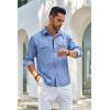 COOFANDY Mens Casual Button Down Shirts Long Sleeve Wrinkle-Free Shirt Lightweight Shirt Jacket(Light Blue)