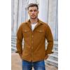 COOFANDY Mens Casual Button Down Shirts Long Sleeve Wrinkle-Free Shirt Lightweight Shirt Jacket(Light Brown)