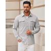 COOFANDY Mens Casual Button Down Shirts Long Sleeve Wrinkle-Free Shirt Lightweight Shirt Jacket(Light Grey)