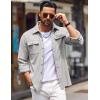 COOFANDY Mens Casual Button Down Shirts Long Sleeve Wrinkle-Free Shirt Lightweight Shirt Jacket(Light Grey)