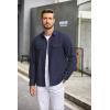 COOFANDY Mens Casual Button Down Shirts Long Sleeve Wrinkle-Free Shirt Lightweight Shirt Jacket(Navy Blue)