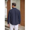 COOFANDY Mens Casual Button Down Shirts Long Sleeve Wrinkle-Free Shirt Lightweight Shirt Jacket(Navy Blue)