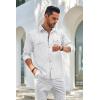 COOFANDY Mens Casual Button Down Shirts Long Sleeve Wrinkle-Free Shirt Lightweight Shirt Jacket(White)