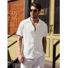 COOFANDY Men’s Casual Button Down Shirts Short Sleeve Summer Beach Shirt Fashion Textured Shirts with Pocket(A – White)