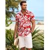 COOFANDY Men’s Casual Button Down Shirts Short Sleeve Summer Beach Shirt Fashion Textured Shirts with Pocket(A-red-white Floral)