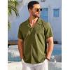 COOFANDY Men’s Casual Button Down Shirts Short Sleeve Summer Beach Shirt Fashion Textured Shirts with Pocket(Army Green)