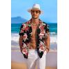 COOFANDY Men’s Casual Button Down Shirts Short Sleeve Summer Beach Shirt Fashion Textured Shirts with Pocket(Black – Flower)