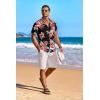 COOFANDY Men’s Casual Button Down Shirts Short Sleeve Summer Beach Shirt Fashion Textured Shirts with Pocket(Black – Flower)