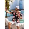 COOFANDY Men’s Casual Button Down Shirts Short Sleeve Summer Beach Shirt Fashion Textured Shirts with Pocket(Black – Flower)