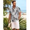 COOFANDY Men’s Casual Button Down Shirts Short Sleeve Summer Beach Shirt Fashion Textured Shirts with Pocket(Black&white Leaves)