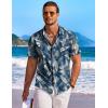 COOFANDY Men’s Casual Button Down Shirts Short Sleeve Summer Beach Shirt Fashion Textured Shirts with Pocket(Blue & White – Leaf)