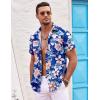 COOFANDY Men’s Casual Button Down Shirts Short Sleeve Summer Beach Shirt Fashion Textured Shirts with Pocket(Blue Floral)