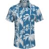 COOFANDY Men’s Casual Button Down Shirts Short Sleeve Summer Beach Shirt Fashion Textured Shirts with Pocket(Blue-coconut Tree)