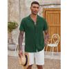 COOFANDY Men’s Casual Button Down Shirts Short Sleeve Summer Beach Shirt Fashion Textured Shirts with Pocket(Bright Green)