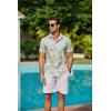 COOFANDY Men’s Casual Button Down Shirts Short Sleeve Summer Beach Shirt Fashion Textured Shirts with Pocket(Celadon Green- Palm Leaf)