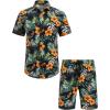 COOFANDY Men’s Casual Button Down Shirts Short Sleeve Summer Beach Shirt Fashion Textured Shirts with Pocket(Flower Navy)
