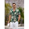 COOFANDY Men’s Casual Button Down Shirts Short Sleeve Summer Beach Shirt Fashion Textured Shirts with Pocket(Green – Palm Tree)