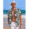 COOFANDY Men’s Casual Button Down Shirts Short Sleeve Summer Beach Shirt Fashion Textured Shirts with Pocket(Green Floral)