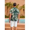 COOFANDY Men’s Casual Button Down Shirts Short Sleeve Summer Beach Shirt Fashion Textured Shirts with Pocket(Green Palm Tree)