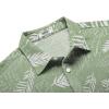 COOFANDY Men’s Casual Button Down Shirts Short Sleeve Summer Beach Shirt Fashion Textured Shirts with Pocket(Green-white Leaves)