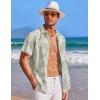 COOFANDY Men’s Casual Button Down Shirts Short Sleeve Summer Beach Shirt Fashion Textured Shirts with Pocket(Light Green Leaves)