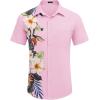 COOFANDY Men’s Casual Button Down Shirts Short Sleeve Summer Beach Shirt Fashion Textured Shirts with Pocket(Pink – Floral)