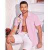 COOFANDY Men’s Casual Button Down Shirts Short Sleeve Summer Beach Shirt Fashion Textured Shirts with Pocket(Pink – Floral)