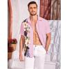 COOFANDY Men’s Casual Button Down Shirts Short Sleeve Summer Beach Shirt Fashion Textured Shirts with Pocket(Pink – Floral)