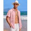 COOFANDY Men’s Casual Button Down Shirts Short Sleeve Summer Beach Shirt Fashion Textured Shirts with Pocket(Pink Leaves)