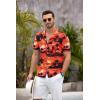COOFANDY Men’s Casual Button Down Shirts Short Sleeve Summer Beach Shirt Fashion Textured Shirts with Pocket(Red-island Sunset)