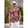 COOFANDY Men’s Casual Button Down Shirts Short Sleeve Summer Beach Shirt Fashion Textured Shirts with Pocket(Red-leaf)