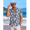 COOFANDY Men’s Casual Button Down Shirts Short Sleeve Summer Beach Shirt Fashion Textured Shirts with Pocket(White – Palm Leaf)