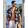 COOFANDY Men’s Casual Button Down Shirts Short Sleeve Summer Beach Shirt Fashion Textured Shirts with Pocket(White Floral-black)