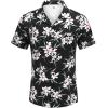 COOFANDY Men’s Casual Button Down Shirts Short Sleeve Summer Beach Shirt Fashion Textured Shirts with Pocket(White Floral-black)