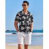 COOFANDY Men’s Casual Button Down Shirts Short Sleeve Summer Beach Shirt Fashion Textured Shirts with Pocket(White Floral-black)